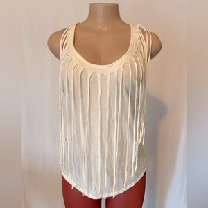 Bohemian White Fringe Tank Top women’s size medium